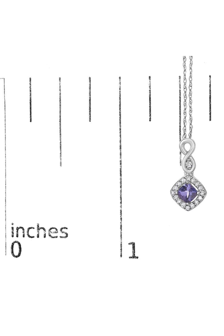 10K White Gold Blue Purple Tanzanite and Diamond Accent Drop Pendant Necklace, Alternate, color, White
