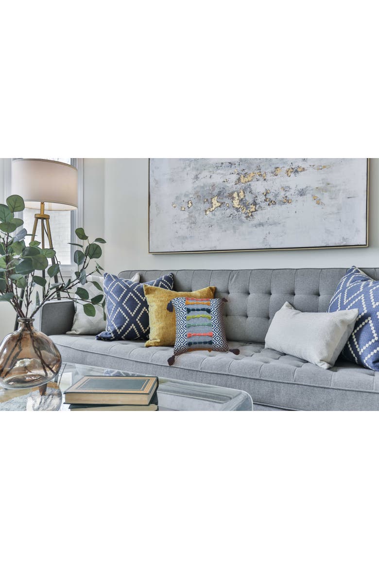 Ciara Woven and Tufted Decorative Throw Pillow, 20" x 20" With Tassels, Alternate, color, Blue
