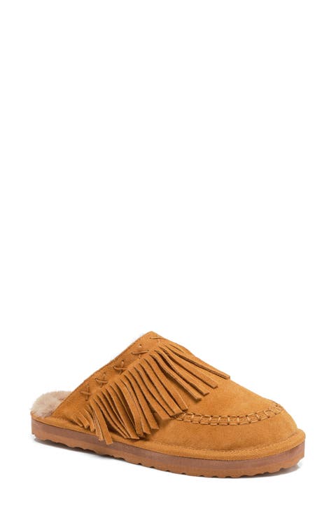 Fallon Fringe Faux Fur Mule Slipper (Women)