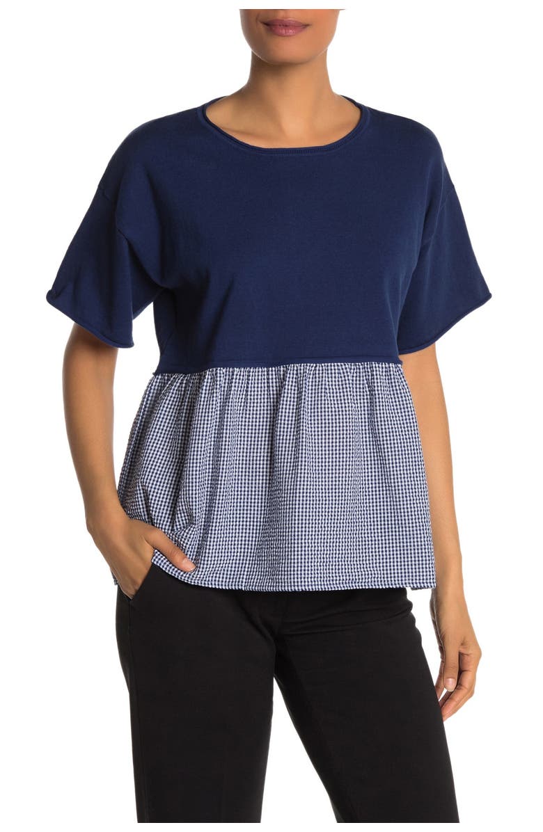 Vertigo Paris Gingham Peplum Hem Top, Main, color, 