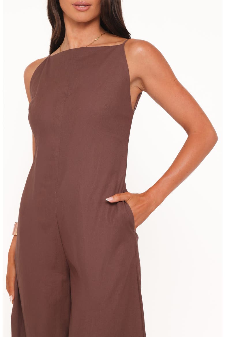 Ophilia Open Back Jumpsuit, Alternate, color, DARK BROWN