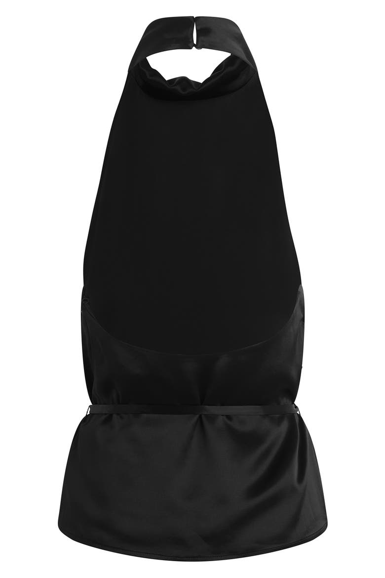 The Ladies Night Satin Halter Top, Alternate, color, BLACK