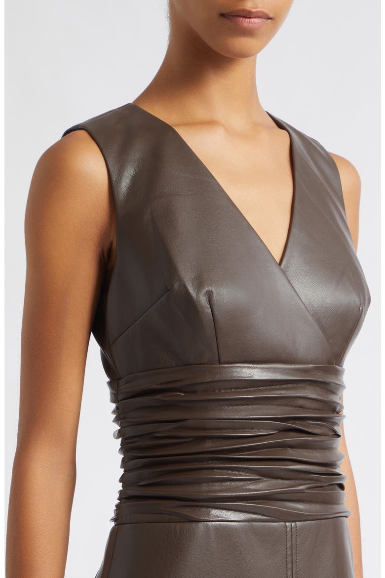 Fabiana Faux Leather Midi Dress, Alternate, color, ESPRESSO
