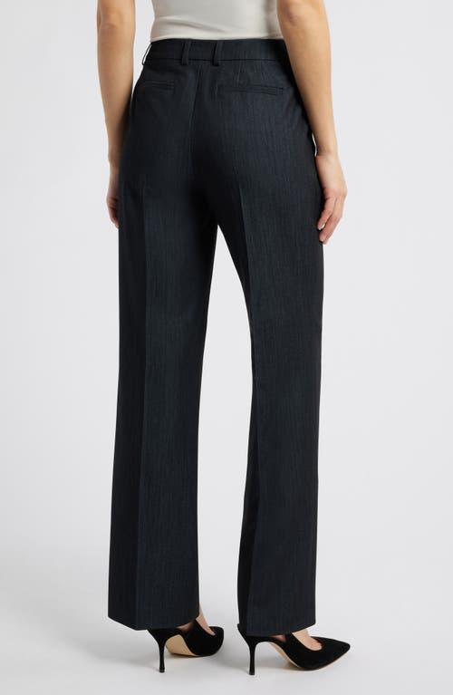 Anne Klein Flat Front Mid Rise Wide Leg Pants In Navy Combo