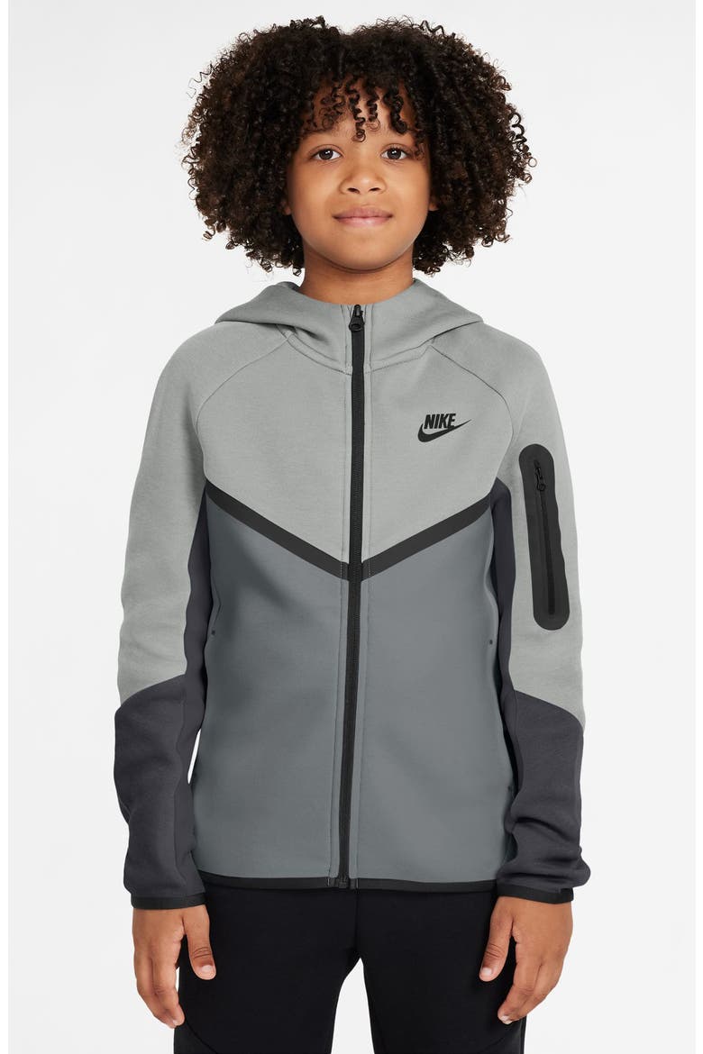 Kids' Sportswear Tech Fleece Full Zip Jacket, Main, color, LIGHT SMOKE GREY/ BLACK