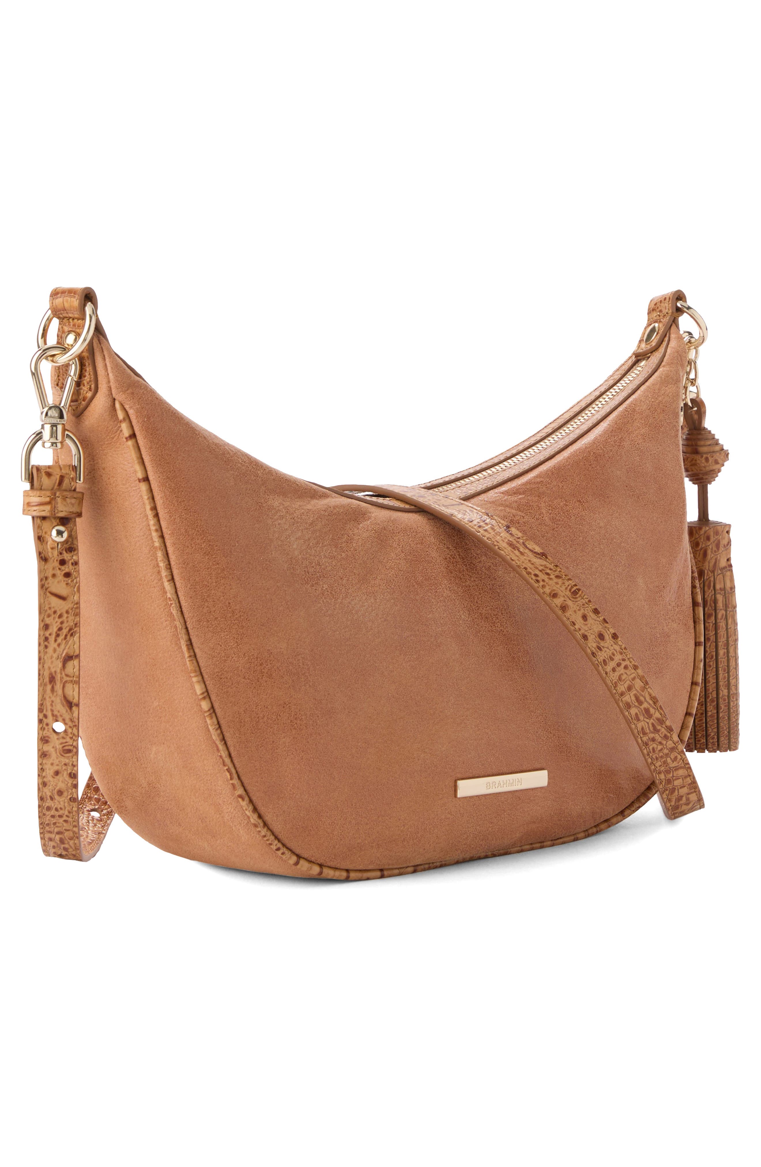 Brahmin Percy Leather Shoulder Bag, Alternate, color, Tan