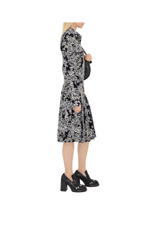 Burberry Flower Print Button Down Silk Top In Black