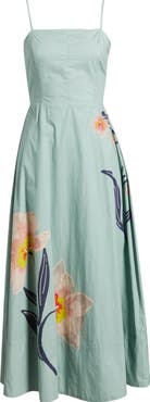 Cleobella Riley Placed Floral Organic Cotton Poplin Maxi Dress