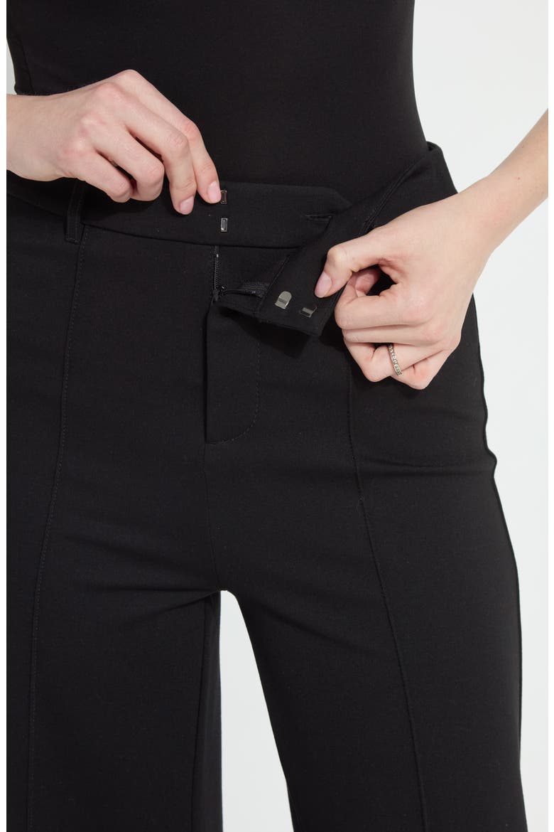 Nadia Zip Front Wide Leg Ponte Trousers, Alternate, color, BLACK
