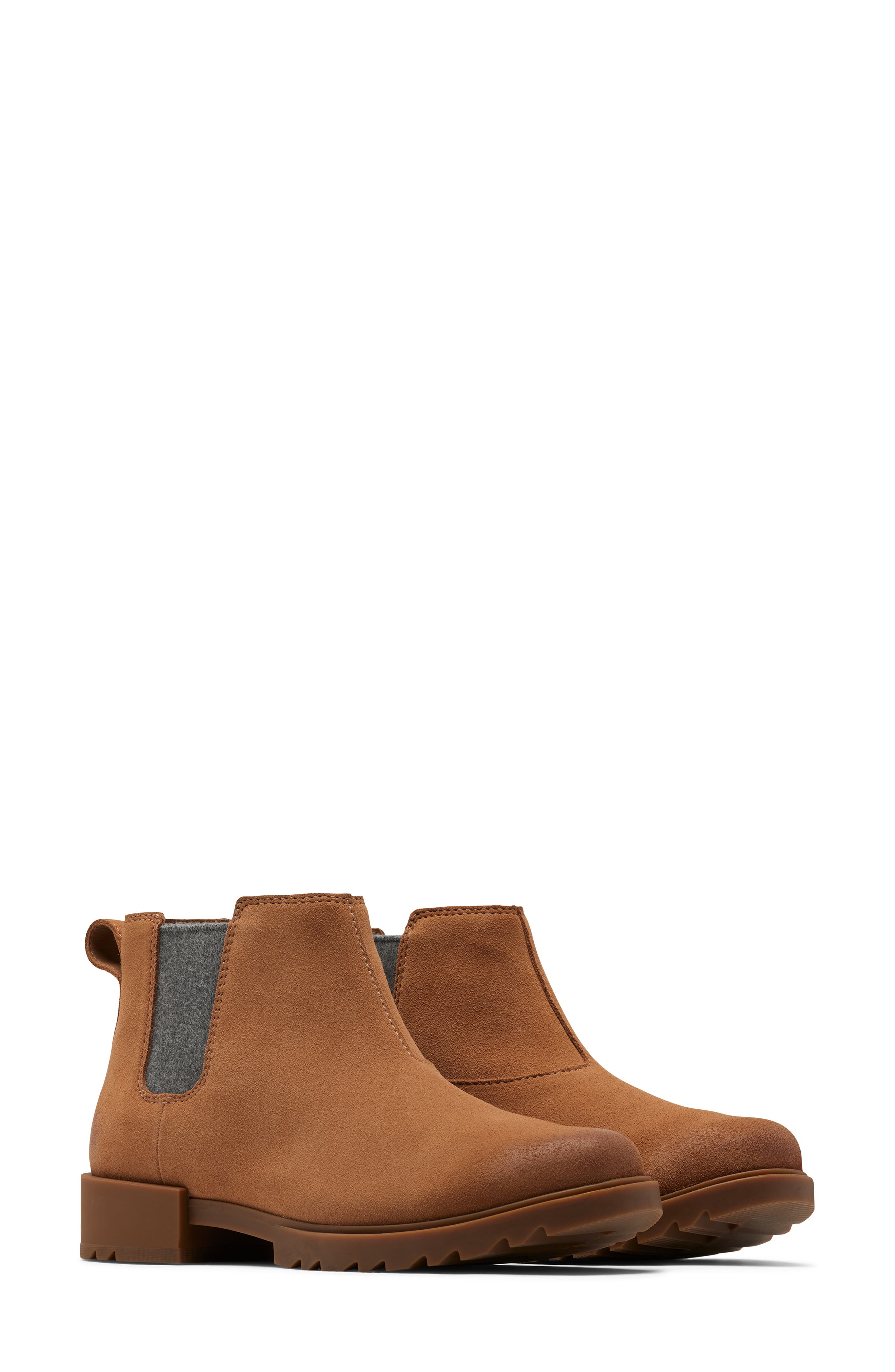 Emelie II Waterproof Suede Chelsea Boot, Main, color, TAWNY BUFF/ GUM 10