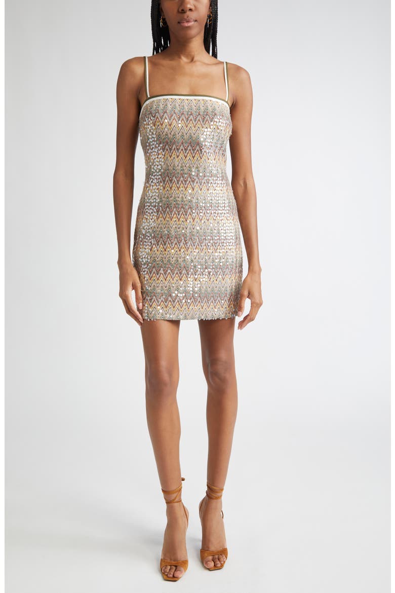 Ivana Sequin Chevron Minidress, Main, color, BOCA SEQUIN