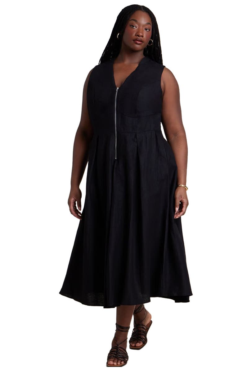 ELOQUII Relaxed Maxi Dress With O Ring, Main, color, Black Onyx