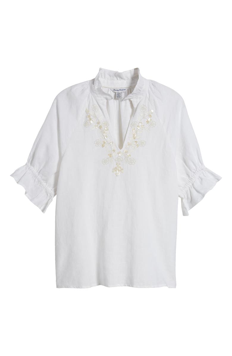Tommy Bahama Coastalina Embellished Linen Popover Top, Alternate, color, 