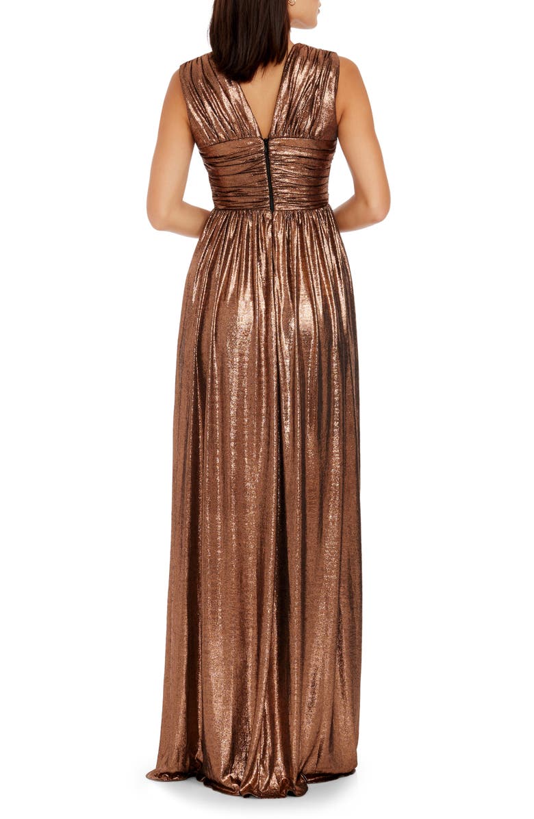 Dress the Population Jaclyn Pleated Metallic Gown, Alternate, color, 