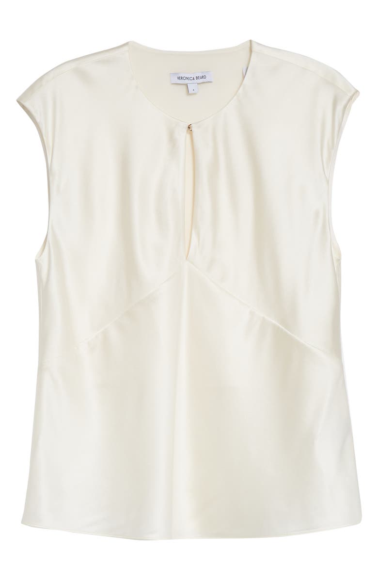 Veronica Beard Sparrow Cutout Silk Blend Sleeveless Top, Alternate, color, Dove