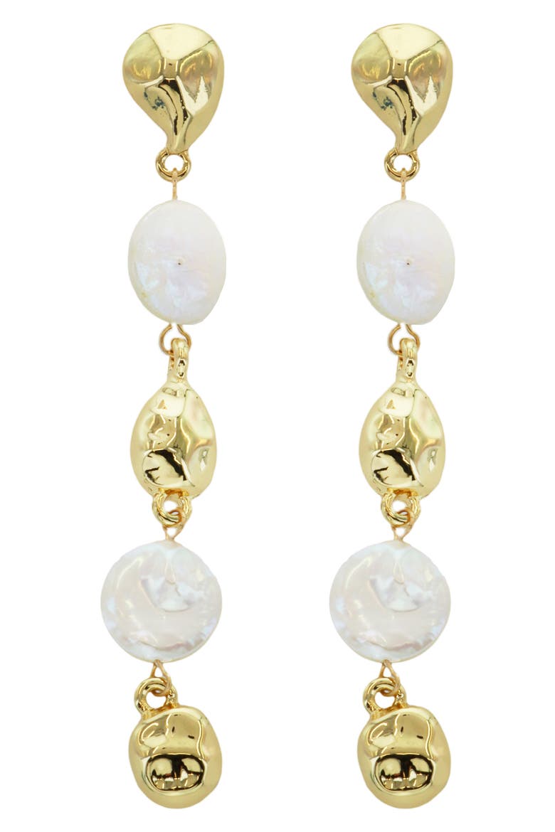 Faux Pearl Linear Earrings, Main, color, WHITE