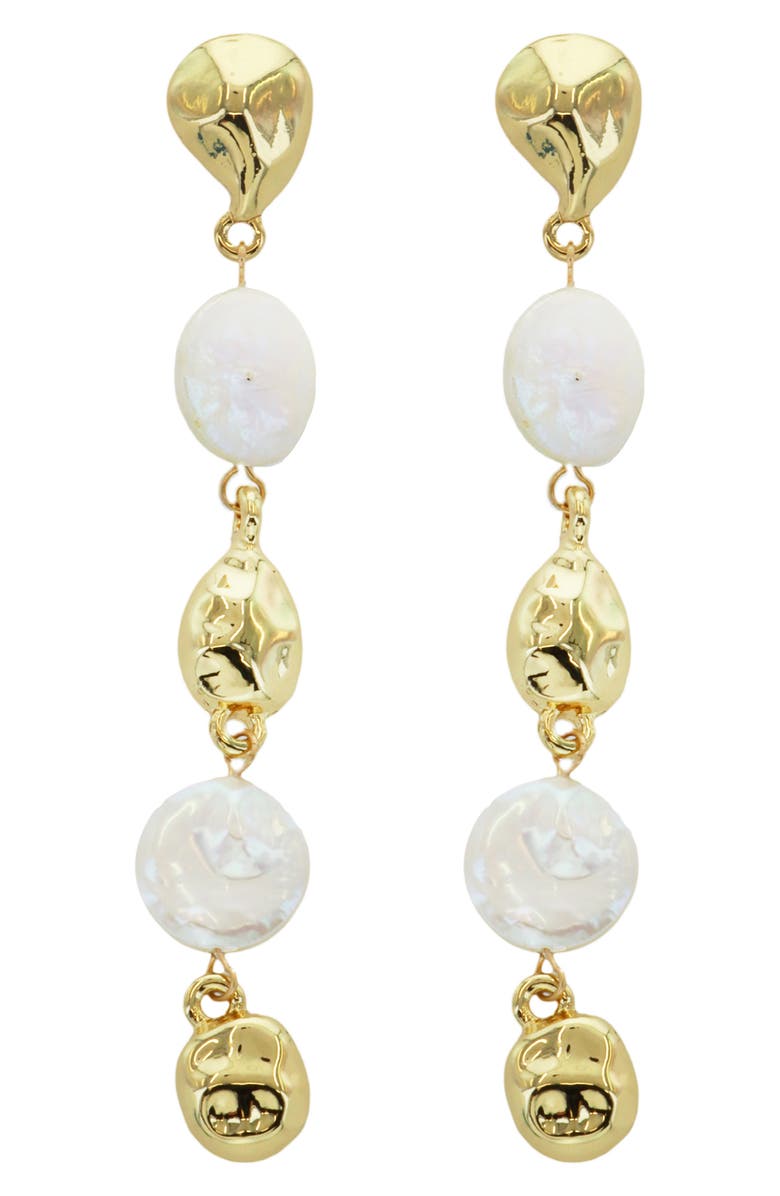 Panacea Faux Pearl Linear Earrings, Main, color, White