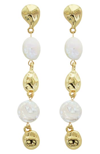 Panacea Faux Pearl Linear Earrings In White
