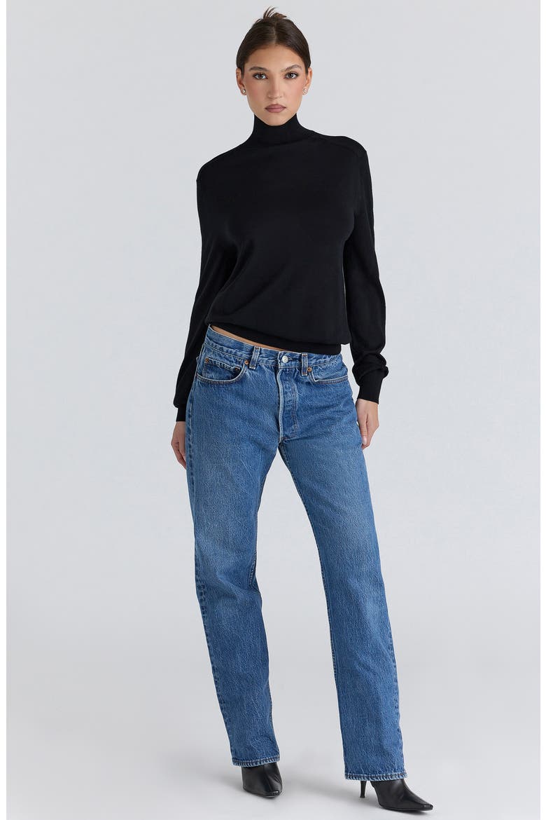 Angel Silk & Wool Blend Turtleneck Sweater, Alternate, color, BLACK
