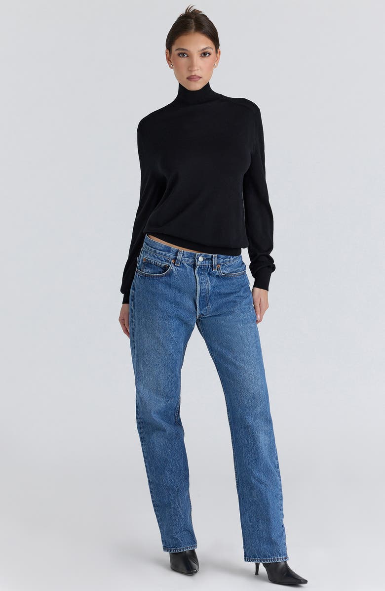 HOUSE OF CB Angel Silk & Wool Blend Turtleneck Sweater, Alternate, color, Black