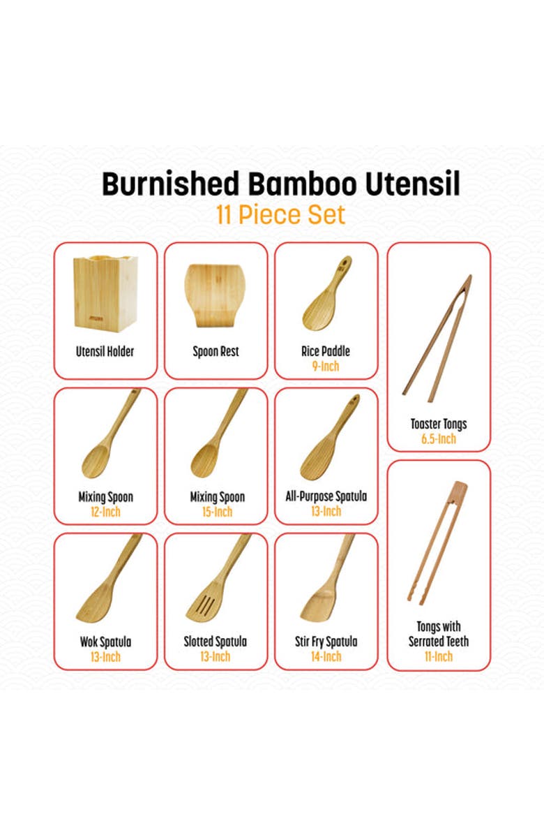JOYCE CHEN 11 Piece Burnished Utensil Set, Alternate, color, Bamboo
