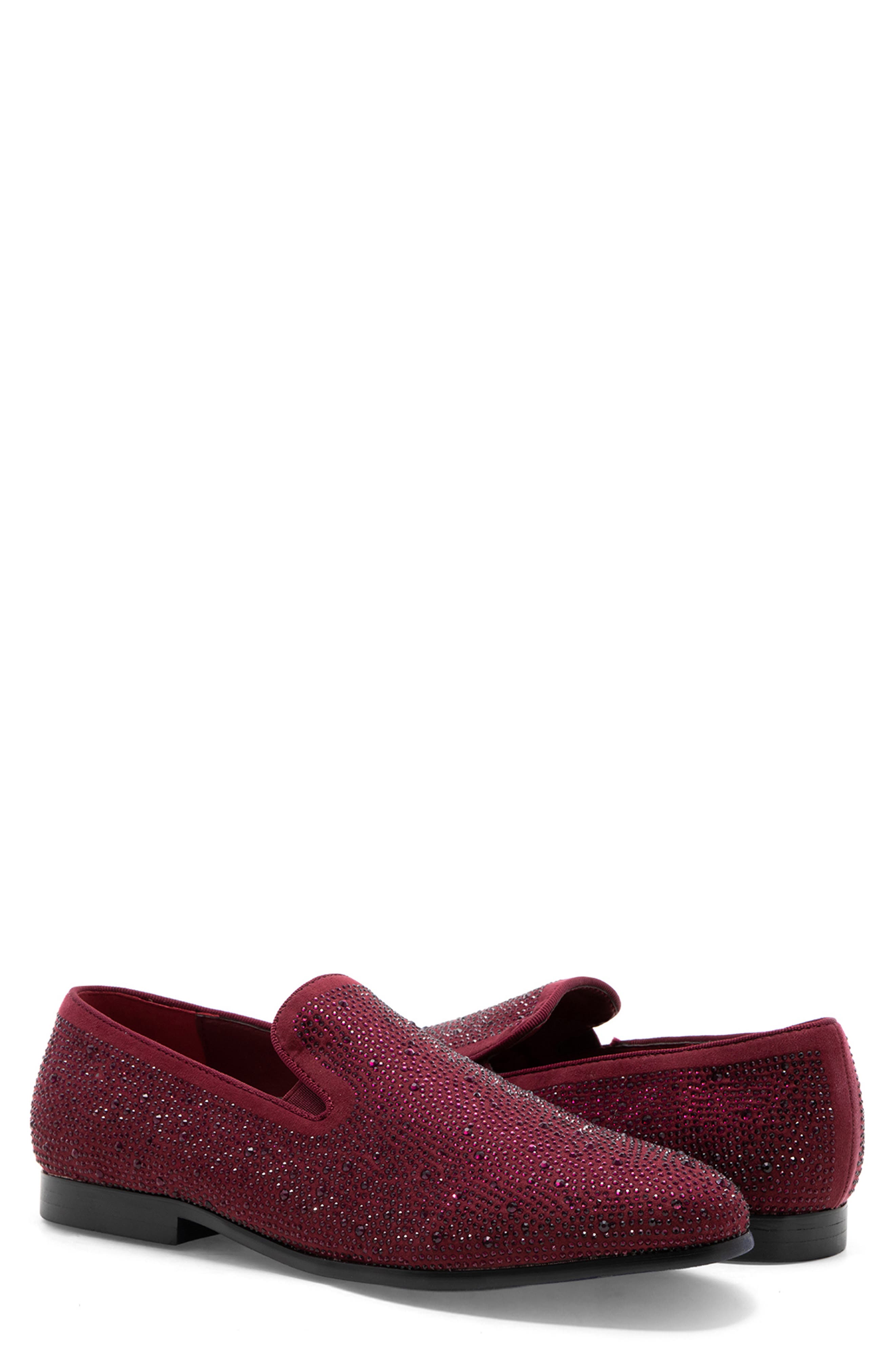 Lavish Studded Smoking Slipper, Alternate, color, BURGUNDY