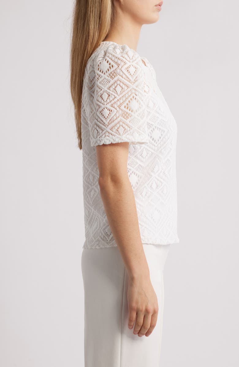 Anne Klein Diamond Lace Short Sleeve Top, Alternate, color, 