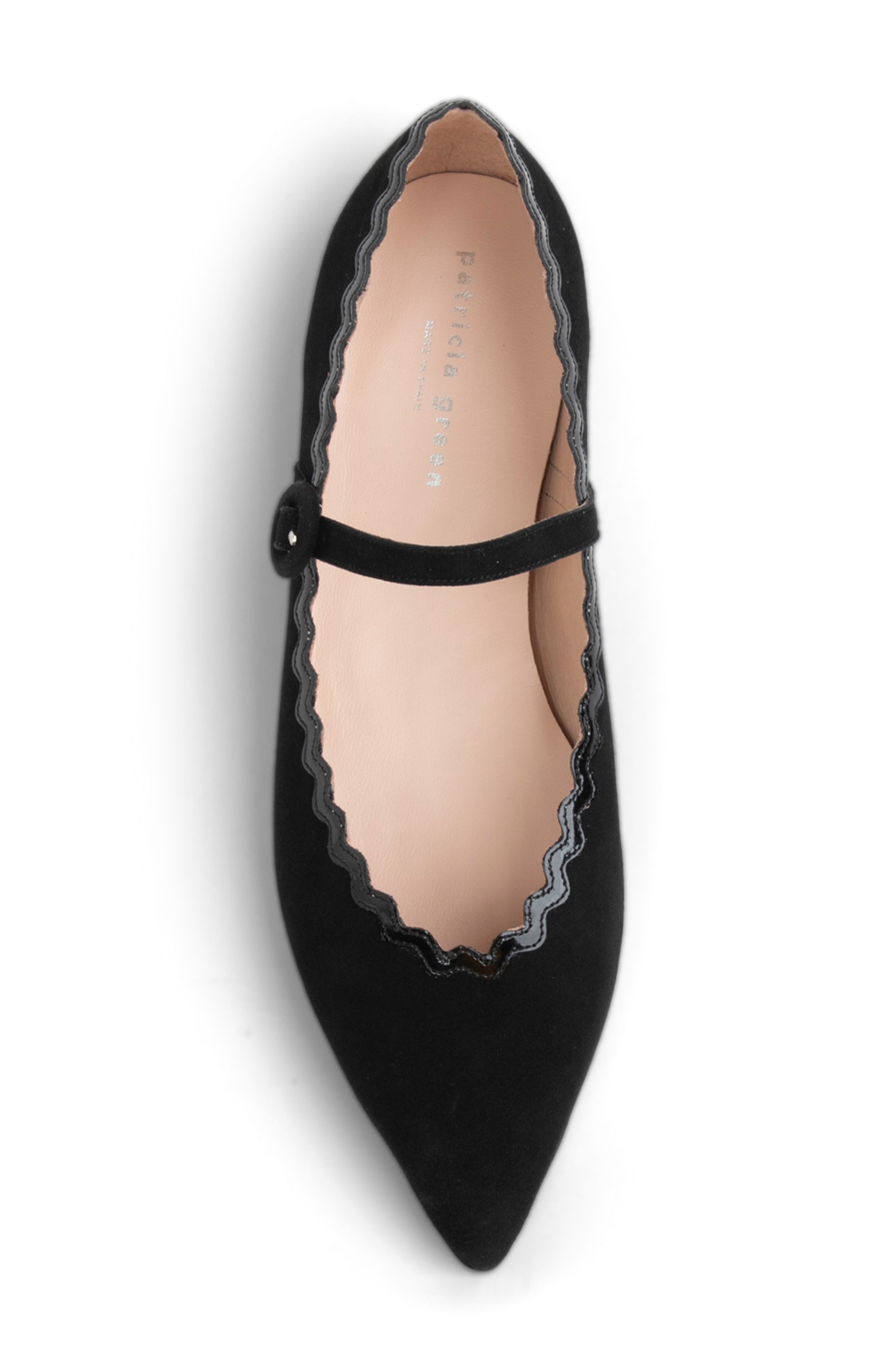 patricia green Sutton Scallop Pointed Toe Mary Jane Flat, Alternate, color, Black