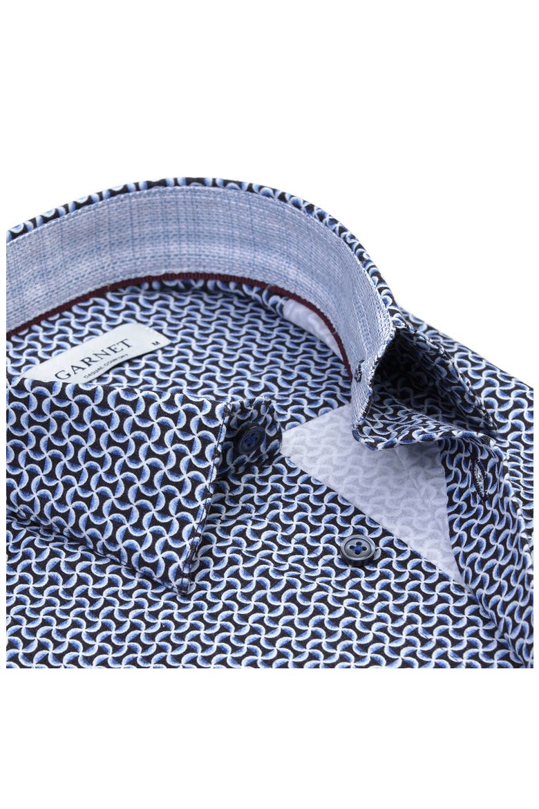 Interlink Geo Print Stretch Cotton Shirt, Alternate, color, NAVY