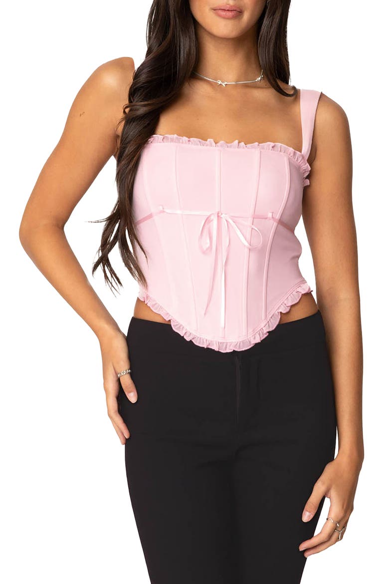 Coquette Mesh Corset Top, Main, color, PINK