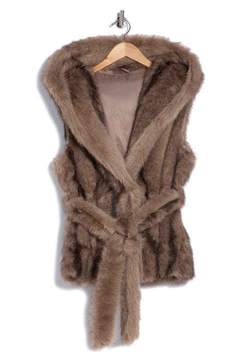 Faux Fur Belted Shawl Collar Vest