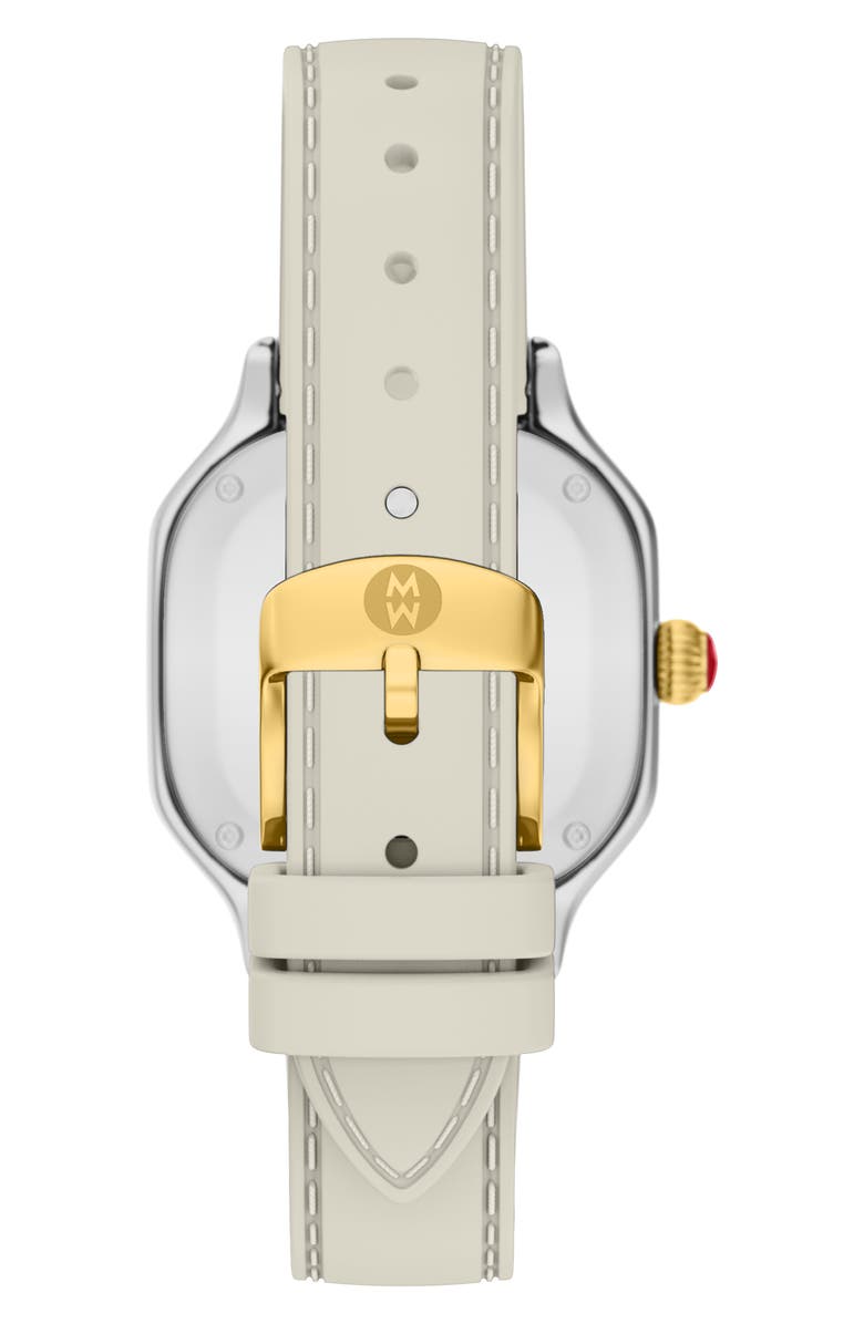 MICHELE Meggie Sport Chalk Silicone Strap Watch, 33mm, Alternate, color, Wheat/ White