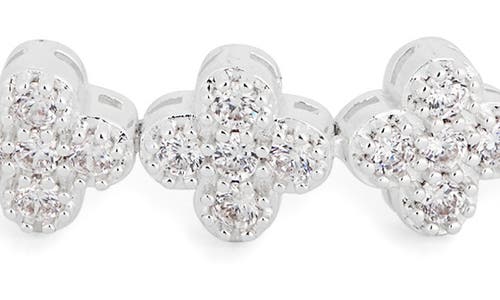 Nordstrom Rack Cz Clover Station Tennis Bracelet In Silver