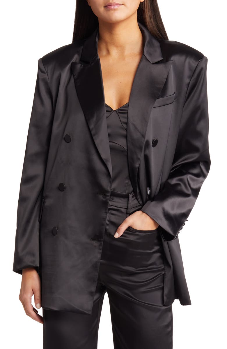 Amy Lynn Double Breasted Satin Blazer, Main, color,
