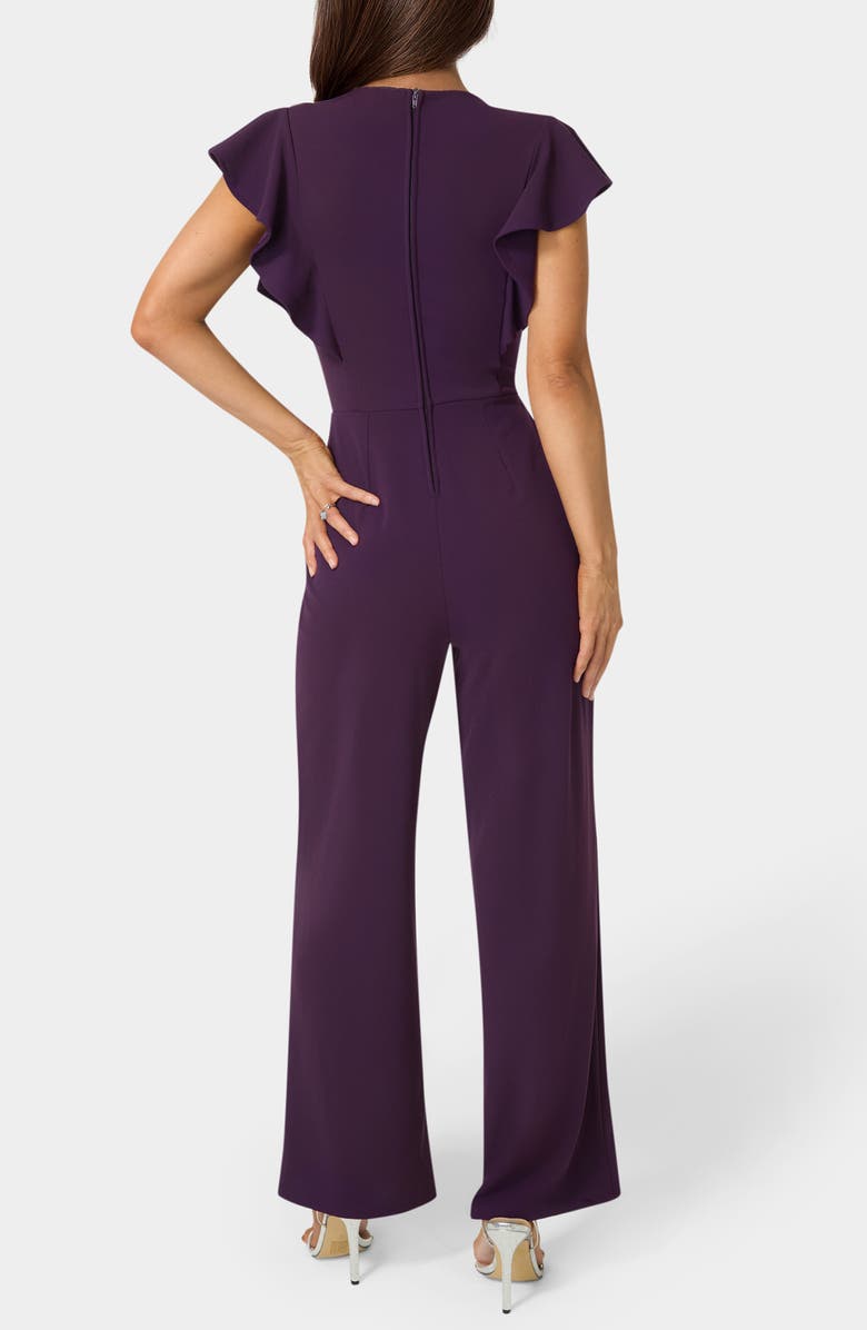 bebe Ruffle Scuba Jumpsuit, Alternate, color, Eggplant