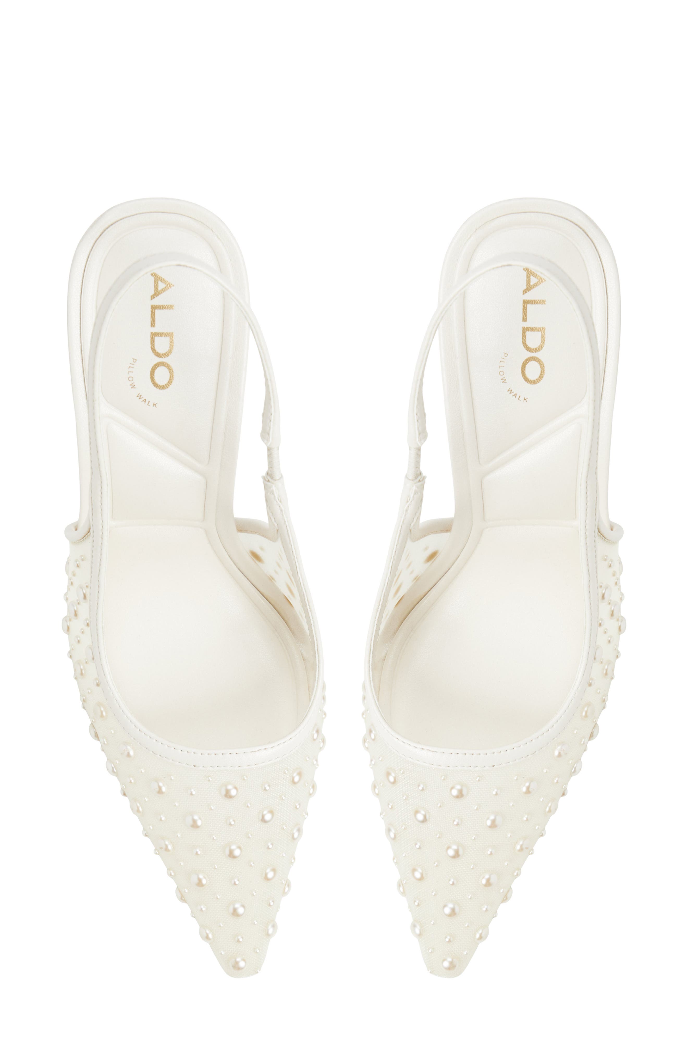 ALDO Pearlescent Slingback Pointed Toe Pump, Alternate, color, Other White