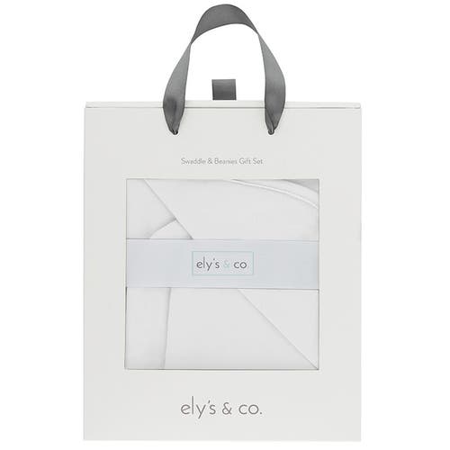 Ely's & Co. Jersey Knit Cotton Swaddle Blanket And Beanie Gift Set In Ivory