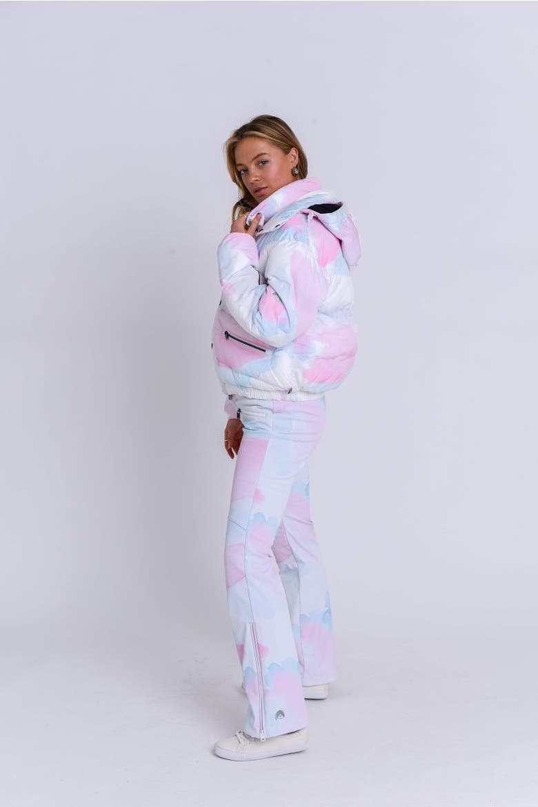 Chic Puffer Jacket Watercolour, Alternate, color, Pink, Multicolor