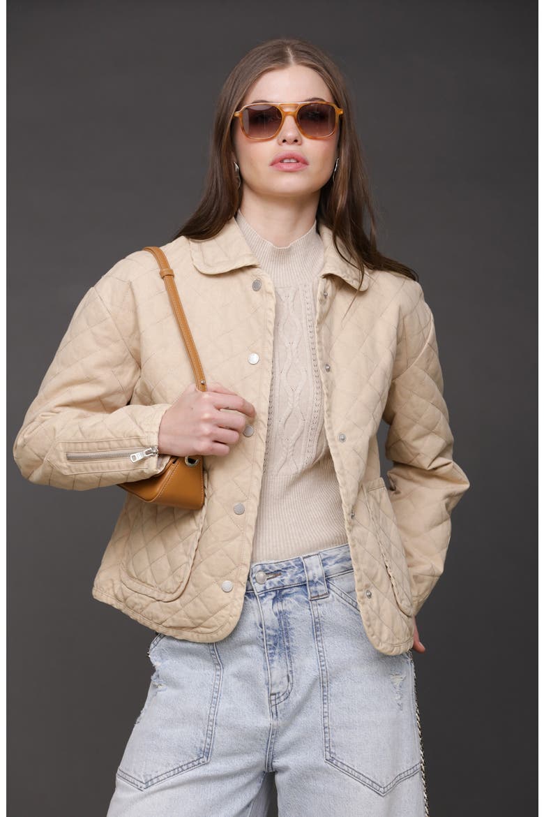 Diamond Quilted Cotton Jacket, Alternate, color, IVORY