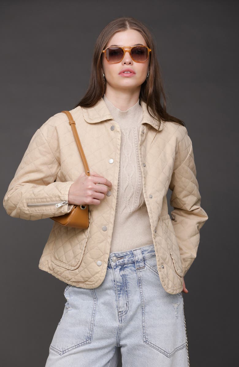 Avec Les Filles Diamond Quilted Cotton Jacket, Alternate, color, Ivory