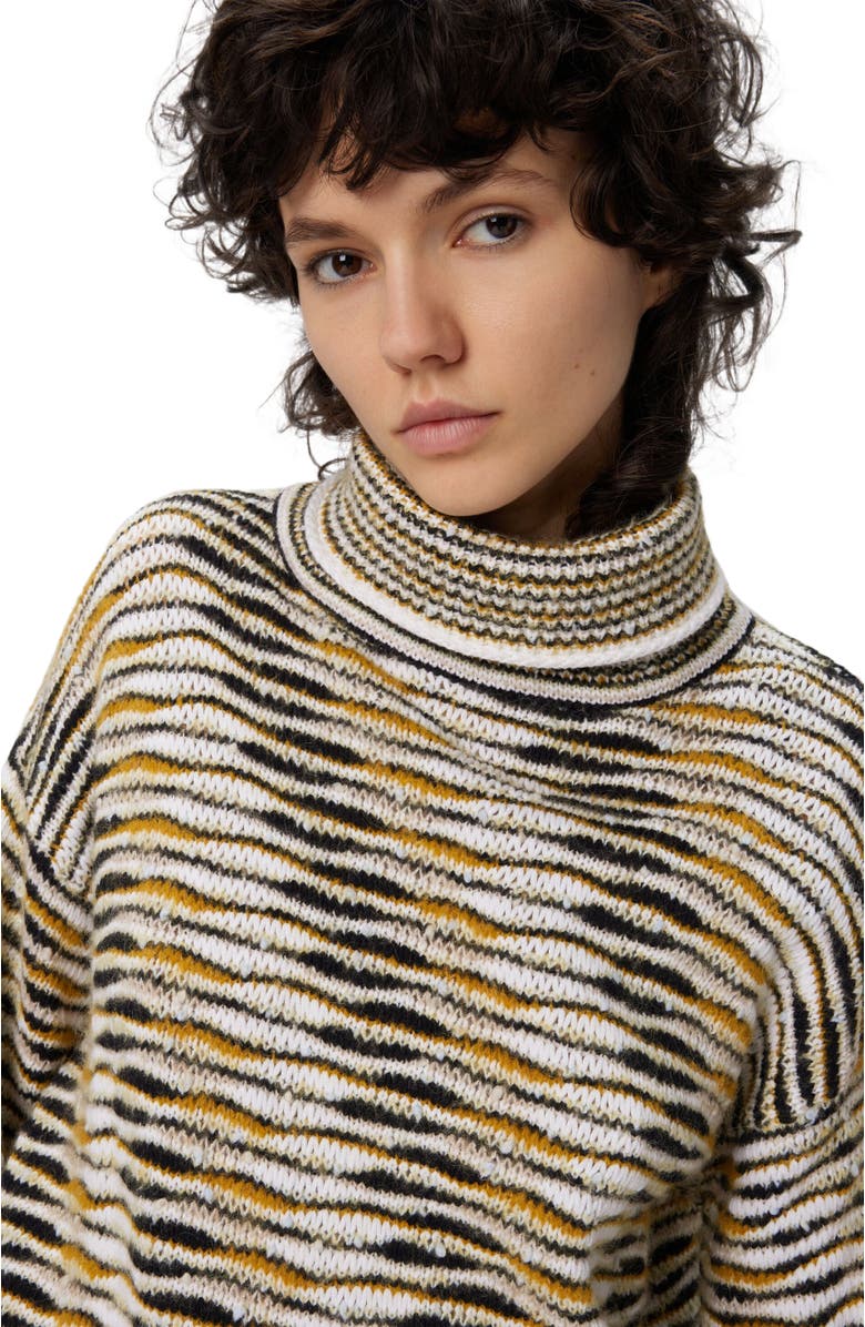 Missoni Oversized High-neck Sweater With Flame Pattern, Alternate, color, Yellow & Brown