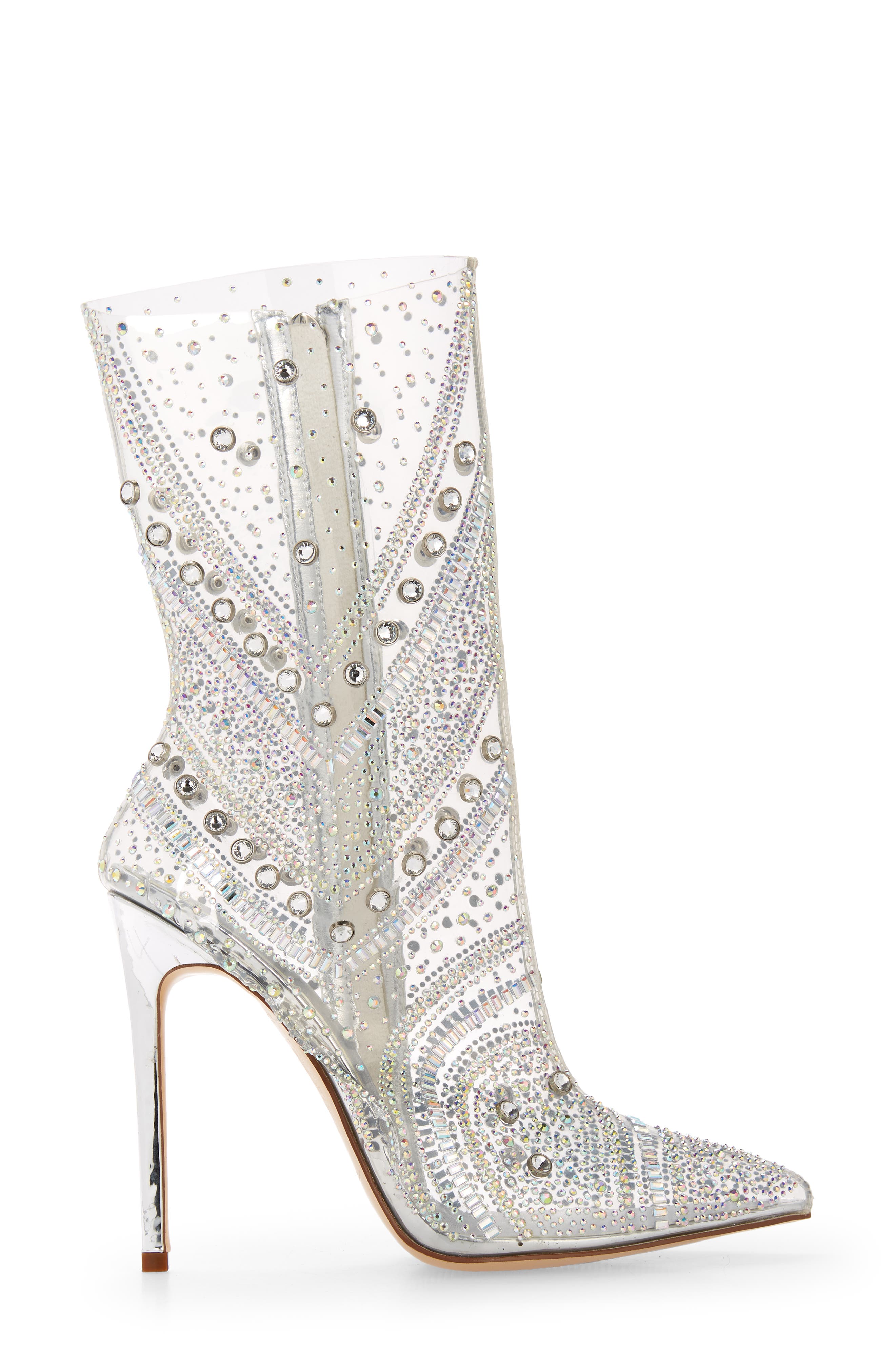 AZALEA WANG Nabila Crystal Clear Pointed Toe Boot, Alternate, color, 
