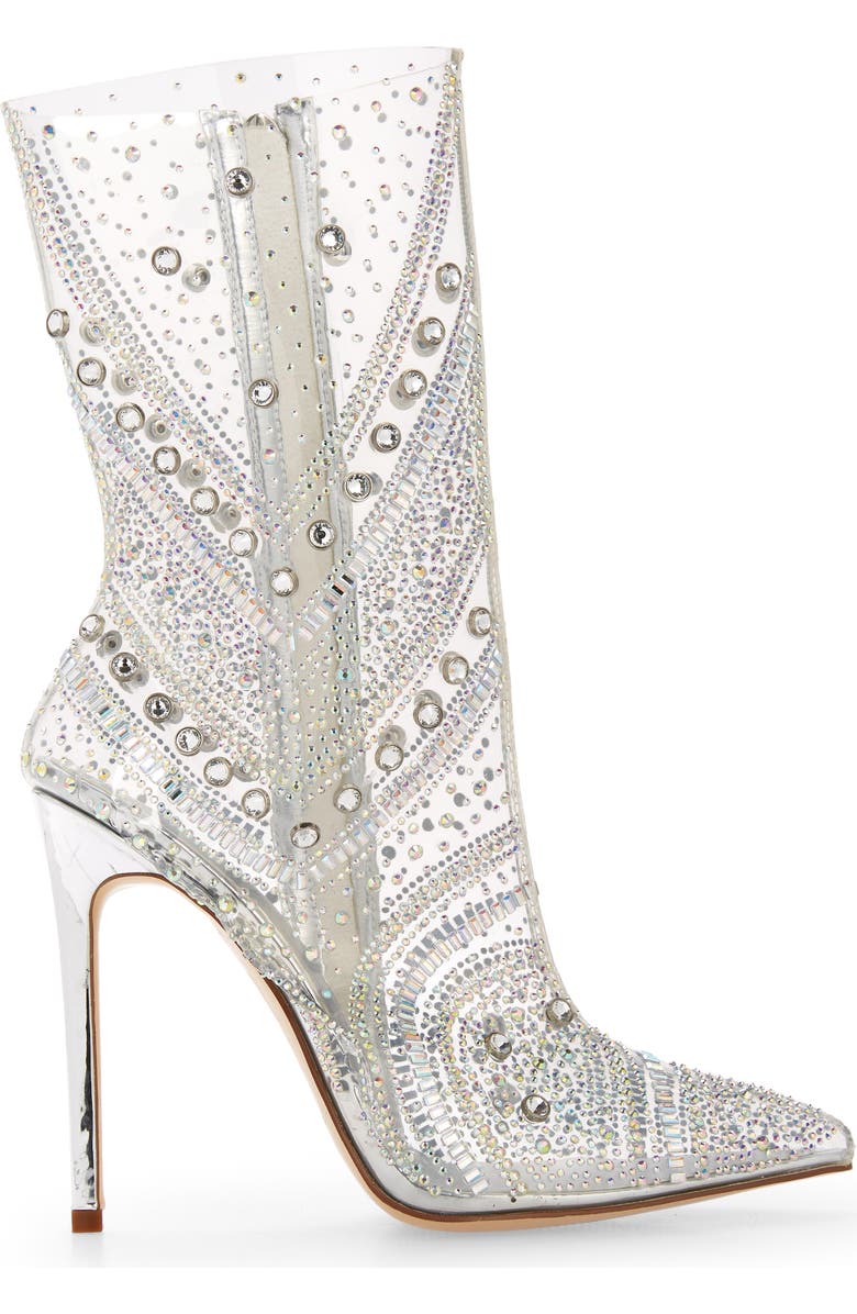 AZALEA WANG Nabila Crystal Clear Pointed Toe Boot, Alternate, color,