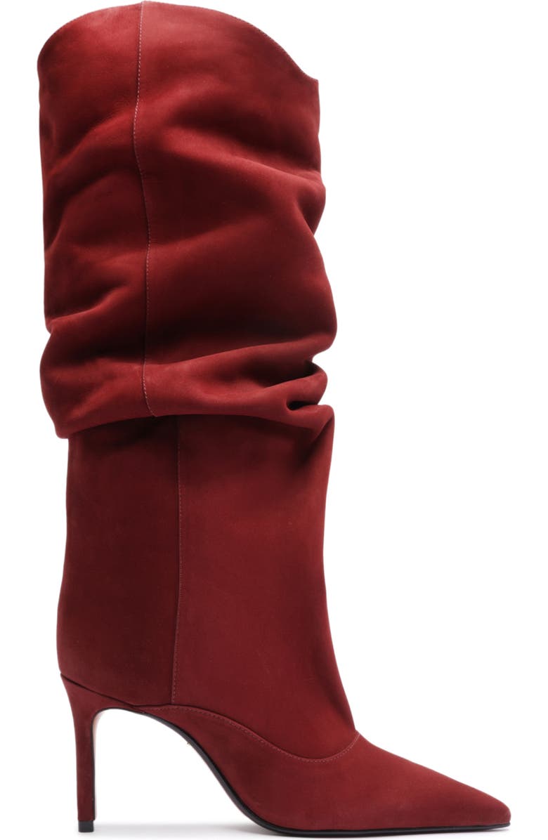 Schutz Maryana Up Slouch Pointed Toe Boot, Alternate, color, Red Brown