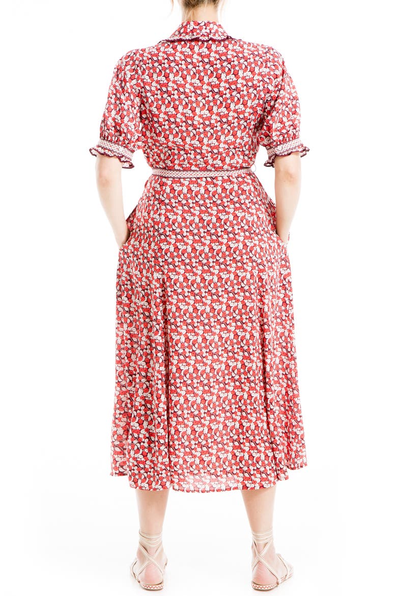 Collared Shirt Dress, Alternate, color, CBRNT RED LILY VINES