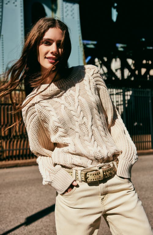 Free People Frankie Cable Cotton Sweater In Pink