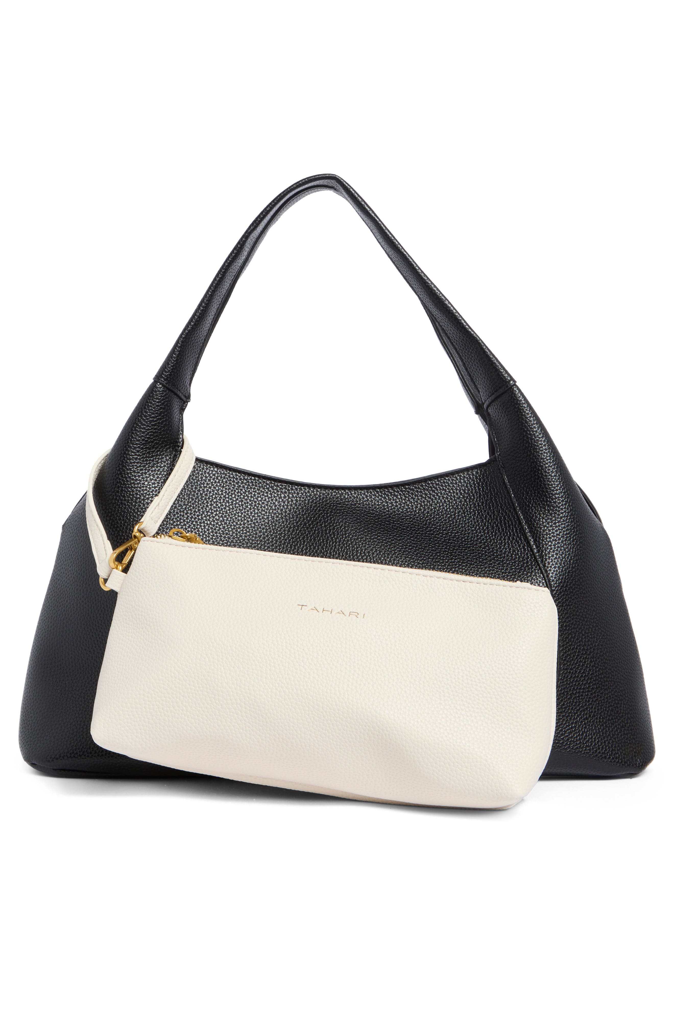 T Tahari Evonne Shoulder Bag with Pouch, Alternate, color, Black