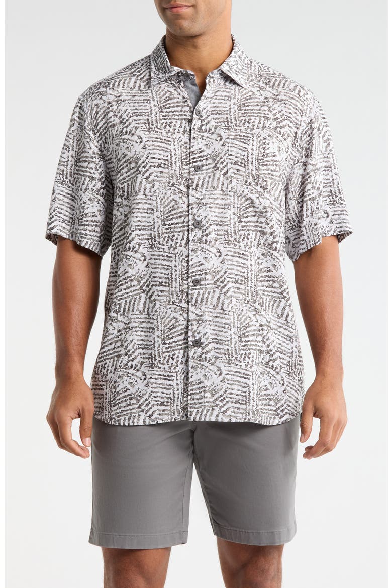 Veracruz Cay Sands Island Echo Short Sleeve Button-Up Shirt, Main, color, SILVER SKY