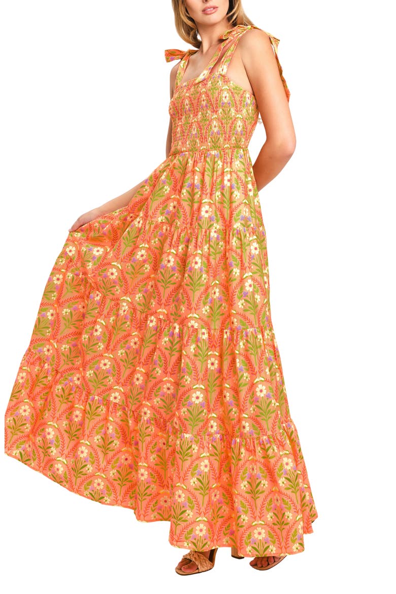 Smocked Maxi Dress, Alternate, color, ORANGE