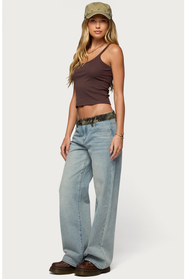 Camo Waist Low Rise Baggy Jeans, Alternate, color, LIGHT-BLUE-WASHED